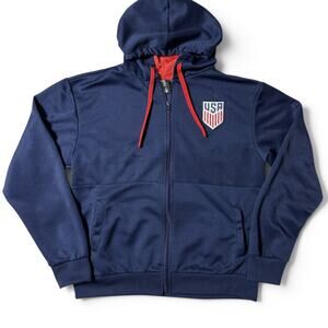 USMNT US Soccer Full Zip Training Hoodie Jacket Mens Size S Blue Icon Sports